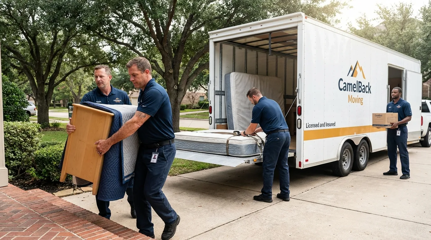 Crew loading residential truck for cross-state move from Clinton, NY