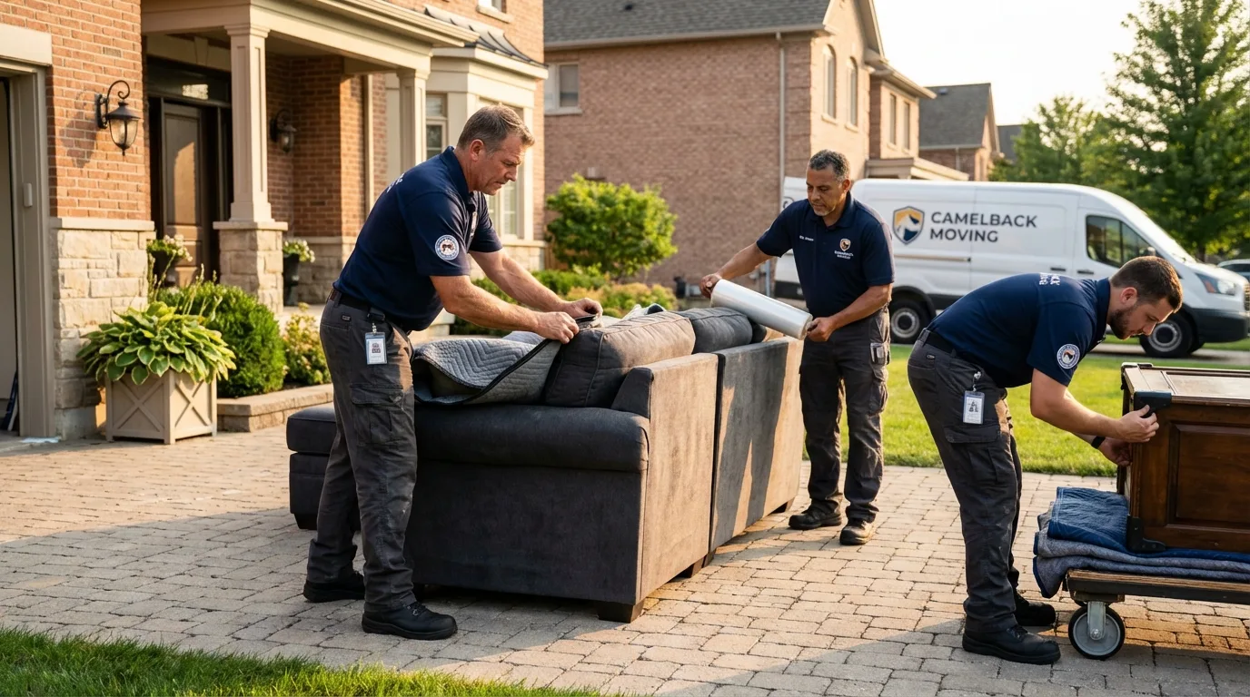 Large estate moving crew wrapping furniture in Clinton, NY